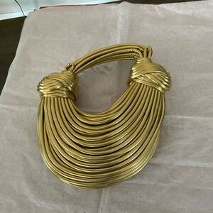 Gold Noodle Knot Womens Handbag Clutch Evening Party Prom Fashion Bag 10"H X10"W